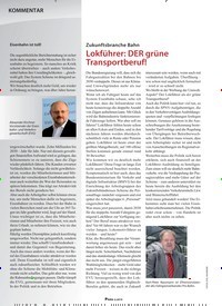 Titelbild der Ausgabe 6/2019 von Zukunftsbranche Bahn: Lokführer: DER grüne Transportberuf!. Zeitschriften als Abo oder epaper bei United Kiosk online kaufen.