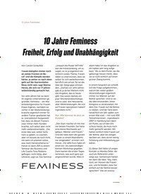 Titelbild der Ausgabe 1/2022 von 10 Jahre Feminess Freiheit, Erfolg und Unabhängigkeit. Zeitschriften als Abo oder epaper bei United Kiosk online kaufen.