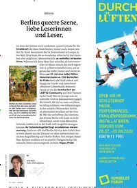 Titelbild der Ausgabe 15/2022 von Berlins queere Szene, liebe Leserinnen und Leser,. Zeitschriften als Abo oder epaper bei United Kiosk online kaufen.