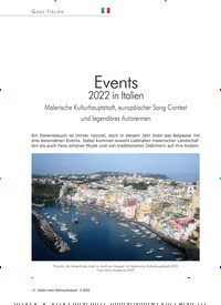 Titelbild der Ausgabe 2/2022 von Events 2022 in Italien. Zeitschriften als Abo oder epaper bei United Kiosk online kaufen.