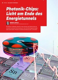 Titelbild der Ausgabe 11/2025 von Photonik-Chips: Licht am Ende des Energietunnels. Zeitschriften als Abo oder epaper bei United Kiosk online kaufen.