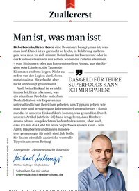 Titelbild der Ausgabe 7/2018 von Zuallererst: Man ist, was man isst. Zeitschriften als Abo oder epaper bei United Kiosk online kaufen.