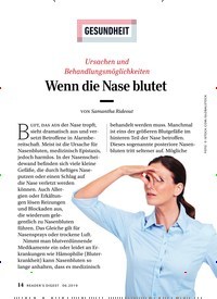 Titelbild der Ausgabe 6/2019 von GESUNDHEIT: Ursachen und Behandlungsmöglichkeiten: Wenn die Nase blutet. Zeitschriften als Abo oder epaper bei United Kiosk online kaufen.