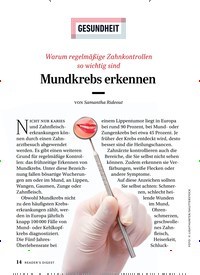 Titelbild der Ausgabe 7/2019 von GESUNDHEIT: Mundkrebs erkennen. Zeitschriften als Abo oder epaper bei United Kiosk online kaufen.