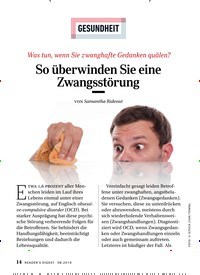 Titelbild der Ausgabe 8/2019 von So überwinden Sie eine Zwangsstörung. Zeitschriften als Abo oder epaper bei United Kiosk online kaufen.