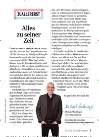 Titelbild der Ausgabe 7/2020 von ZUALLERERST: Alles zu seiner Zeit. Zeitschriften als Abo oder epaper bei United Kiosk online kaufen.