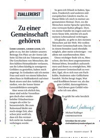 Titelbild der Ausgabe 8/2020 von ZUALLERERST: Zu einer Gemeinschaft gehören. Zeitschriften als Abo oder epaper bei United Kiosk online kaufen.