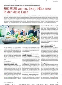 Titelbild der Ausgabe 1/2020 von ADVERTORIAL: Fachmesse für Sanitär, Heizung, Klima und digitales Gebäudemanagement: SHK ESSEN vom 10. bis 13. März 2020 in der Messe Essen. Zeitschriften als Abo oder epaper bei United Kiosk online kaufen.