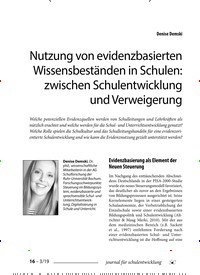 Titelbild der Ausgabe 3/2019 von Nutzung von evidenzbasierten Wissensbeständen in Schulen: zwischen Schulentwicklung und Verweigerung. Zeitschriften als Abo oder epaper bei United Kiosk online kaufen.