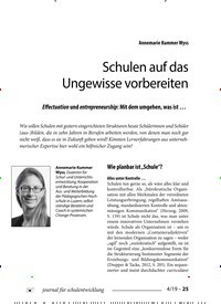 Titelbild der Ausgabe 4/2019 von Annemarie Kummer Wyss: Schulen auf das Ungewisse vorbereiten. Zeitschriften als Abo oder epaper bei United Kiosk online kaufen.