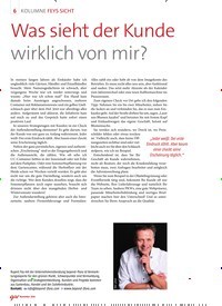 Titelbild der Ausgabe 11/2018 von KOLUMNE FEYS SICHT: Was sieht der Kunde wirklich von mir?. Zeitschriften als Abo oder epaper bei United Kiosk online kaufen.