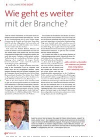Titelbild der Ausgabe 9/2019 von KOLUMNE FEYS SICHT: Wie geht es weiter mit der Branche?. Zeitschriften als Abo oder epaper bei United Kiosk online kaufen.