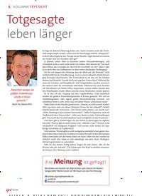 Titelbild der Ausgabe 7/2020 von KOLUMNE FEYS SICHT: Totgesagte leben länger. Zeitschriften als Abo oder epaper bei United Kiosk online kaufen.