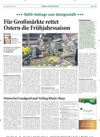 Titelbild der Ausgabe 14/2018 von Für Großmärkte rettet Ostern die Frühjahrssaison. Zeitschriften als Abo oder epaper bei United Kiosk online kaufen.
