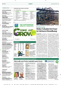 Titelbild der Ausgabe 26/2019 von Marktbericht der Blumengroßmärkte Dortmund und Frankfurt/Main: Hitzewelle setzt Preise zusätzlich unter Druck. Zeitschriften als Abo oder epaper bei United Kiosk online kaufen.