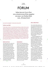 Titelbild der Ausgabe 3/2020 von CICERO Leserbriefe: FORUM. Zeitschriften als Abo oder epaper bei United Kiosk online kaufen.