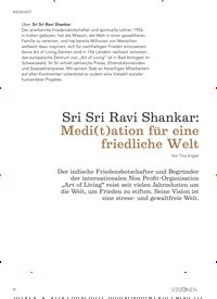 Titelbild der Ausgabe 6/2020 von Sri Sri Ravi Shankar: Medi(t)ation für eine friedliche Welt. Zeitschriften als Abo oder epaper bei United Kiosk online kaufen.