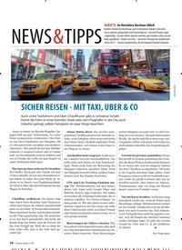 Titelbild der Ausgabe 1/2019 von SICHER REISEN - MIT TAXI, UBER & CO. Zeitschriften als Abo oder epaper bei United Kiosk online kaufen.