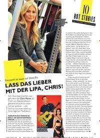 Titelbild der Ausgabe 29/2019 von 10 HOT STORIESDIE THEMEN DER WOCHE: Gwyneth ist sauer auf ihren Ex L ASS DAS LIEBER MIT DER LIPA, CHRIS!. Zeitschriften als Abo oder epaper bei United Kiosk online kaufen.