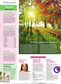 Titelbild der Ausgabe 38/2018 von Im Gespräch: Hallo Herbst: Schön, dass du da bist!. Zeitschriften als Abo oder epaper bei United Kiosk online kaufen.