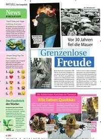Titelbild der Ausgabe 46/2019 von Vor 30 Jahren fiel die Mauer: Grenzenlose Freude. Zeitschriften als Abo oder epaper bei United Kiosk online kaufen.