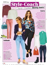 Titelbild der Ausgabe 11/2020 von MODE News: Style-Coach 1 Trend – 2 Größen: Skinny-Jeans. Zeitschriften als Abo oder epaper bei United Kiosk online kaufen.