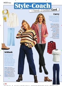 Titelbild der Ausgabe 2/2021 von Style-Coach: 1 Trend – 2 Größen: Cord. Zeitschriften als Abo oder epaper bei United Kiosk online kaufen.