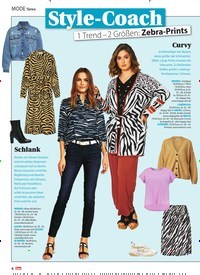 Titelbild der Ausgabe 10/2021 von MODE News: Style-Coach 1 Trend - 2 Größen: Zebra-Prints. Zeitschriften als Abo oder epaper bei United Kiosk online kaufen.