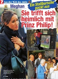 Titelbild der Ausgabe 33/2019 von Meghan: Ein Stallbursche packt aus: Sie trifft sich heimlich mit Prinz Philip!. Zeitschriften als Abo oder epaper bei United Kiosk online kaufen.