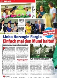 Titelbild der Ausgabe 32/2019 von Liebe Herzogin Fergie Einfach mal den Mund halten!. Zeitschriften als Abo oder epaper bei United Kiosk online kaufen.