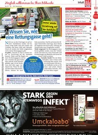 Titelbild der Ausgabe 51/2018 von Wissen Sie, wie eine Rettungsgasse geht?. Zeitschriften als Abo oder epaper bei United Kiosk online kaufen.