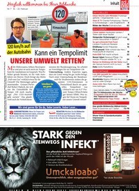 Titelbild der Ausgabe 7/2019 von Kann ein Tempolimit: UNSERE UMWELT RETTEN?. Zeitschriften als Abo oder epaper bei United Kiosk online kaufen.