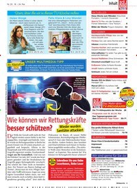 Titelbild der Ausgabe 20/2019 von Wie können wir Rettungskräfte besser schützen?. Zeitschriften als Abo oder epaper bei United Kiosk online kaufen.