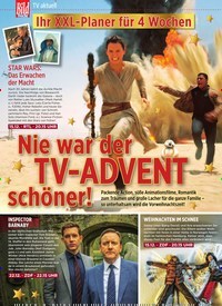 Titelbild der Ausgabe 48/2019 von TV aktuell: Ihr XXL-Planer für 4 Wochen: Nie war der TV-ADVENT schöner!. Zeitschriften als Abo oder epaper bei United Kiosk online kaufen.