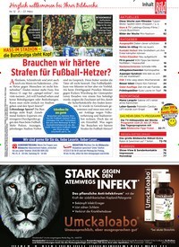 Titelbild der Ausgabe 12/2020 von Herzlich willkommen bei Ihrer Bildwoche: Nr. 12 21. - 27. März: Brauchen wir härtere Strafen für Fußball-Hetzer?. Zeitschriften als Abo oder epaper bei United Kiosk online kaufen.