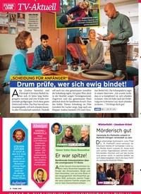 Titelbild der Ausgabe 4/2019 von TV-Aktuell: „Scheidung für Anfänger” Drum prüfe, wer sich ewig bindet!. Zeitschriften als Abo oder epaper bei United Kiosk online kaufen.