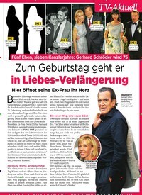 Titelbild der Ausgabe 14/2019 von Zum Geburtstag geht er in Liebes-Verlängerung Hier öffnet seine Ex-Frau ihr Herz. Zeitschriften als Abo oder epaper bei United Kiosk online kaufen.