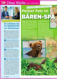 Titelbild der Ausgabe 37/2019 von SCHLEMMEN, BADEN, SCHL AFEN: Meister Petz im: BÄREN-SPA. Zeitschriften als Abo oder epaper bei United Kiosk online kaufen.