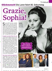 Titelbild der Ausgabe 37/2019 von Glückwunsch! Die Loren feiert 85. Geburtstag: Grazie, Sophia!. Zeitschriften als Abo oder epaper bei United Kiosk online kaufen.