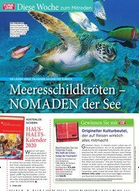 Titelbild der Ausgabe 45/2019 von Diese Woche zum Mitreden: Meeresschildkröten – NOMADEN der See. Zeitschriften als Abo oder epaper bei United Kiosk online kaufen.