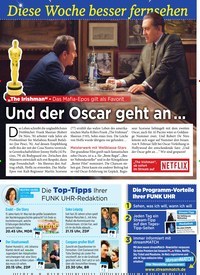 Titelbild der Ausgabe 5/2020 von Diese Woche besser fernsehen: „The Irishman” - Das Mafia-Epos gilt als Favorit: Und der Oscar geht an …. Zeitschriften als Abo oder epaper bei United Kiosk online kaufen.