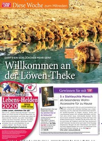 Titelbild der Ausgabe 11/2020 von Diese Woche zum Mitreden: DARF’S EIN SCHLÜCKCHEN MEHR SEIN?: Willkommen an der Löwen-Theke. Zeitschriften als Abo oder epaper bei United Kiosk online kaufen.
