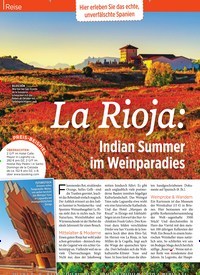 Titelbild der Ausgabe 43/2019 von Reise: Hier erleben Sie das echte, unverfälschte Spanien: La Rioja: Indian Summer im Weinparadies. Zeitschriften als Abo oder epaper bei United Kiosk online kaufen.