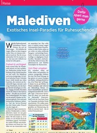 Titelbild der Ausgabe 47/2019 von Reise: Malediven. Zeitschriften als Abo oder epaper bei United Kiosk online kaufen.