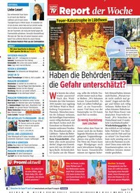 Titelbild der Ausgabe 29/2019 von Report der Woche: Feuer-Katastrophe in Lübtheen: Haben die Behörden die Gefahr unterschätzt?. Zeitschriften als Abo oder epaper bei United Kiosk online kaufen.