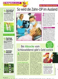 Titelbild der Ausgabe 29/2019 von Wer die Fallstricke kennt, ist in guten Händen: So wird die Zahn-OP im Ausland wirklich zum Schnäppchen. Zeitschriften als Abo oder epaper bei United Kiosk online kaufen.