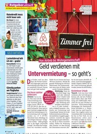 Titelbild der Ausgabe 30/2019 von Von Airbnb bis Wohngemeinschaft: Geld verdienen mit Untervermietung – so geht’s. Zeitschriften als Abo oder epaper bei United Kiosk online kaufen.