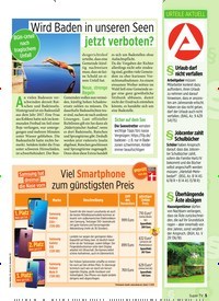 Titelbild der Ausgabe 30/2019 von Wird Baden in unseren Seen jetzt verboten?. Zeitschriften als Abo oder epaper bei United Kiosk online kaufen.