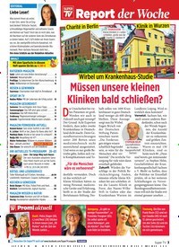 Titelbild der Ausgabe 31/2019 von Report der Woche: Wirbel um Krankenhaus-Studie Müssen unsere kleinen Kliniken bald schließen?. Zeitschriften als Abo oder epaper bei United Kiosk online kaufen.