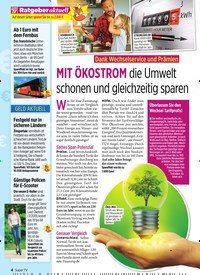 Titelbild der Ausgabe 32/2019 von Dank Wechselservice und Prämien: MIT ÖKOSTROM die Umwelt schonen und gleichzeitig sparen. Zeitschriften als Abo oder epaper bei United Kiosk online kaufen.